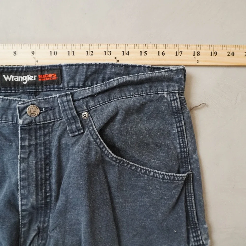 Wrangler Riggs Workwear Cargo Pants 34x34 Mens Blue Ripstop Carpenter Utility